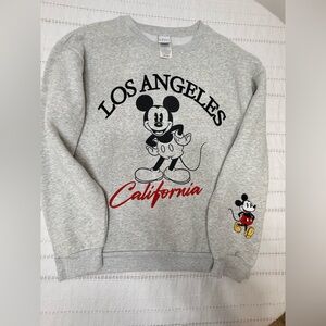Disney Gray Crewneck Sweater with Mickey Mouse and Los Angeles Design